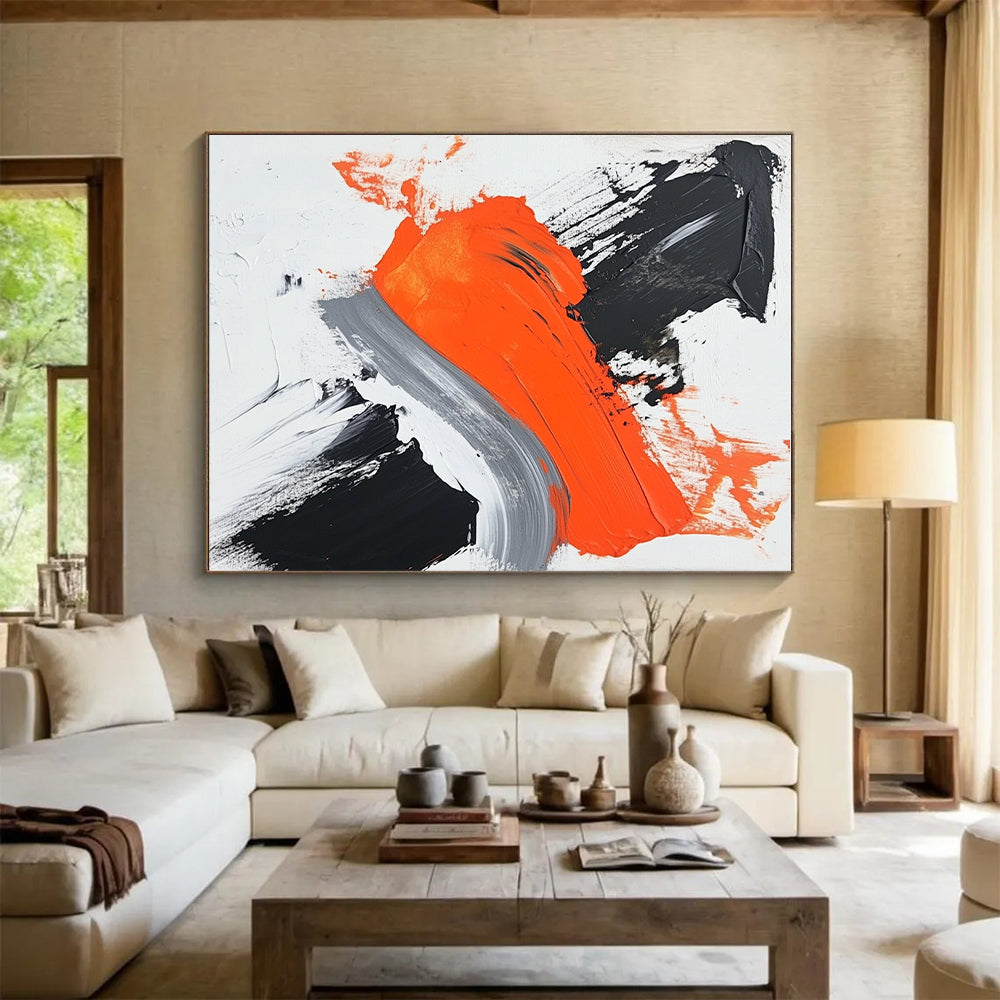 Bold Color Block Abstract Painting with Striking Contrasts WINK494