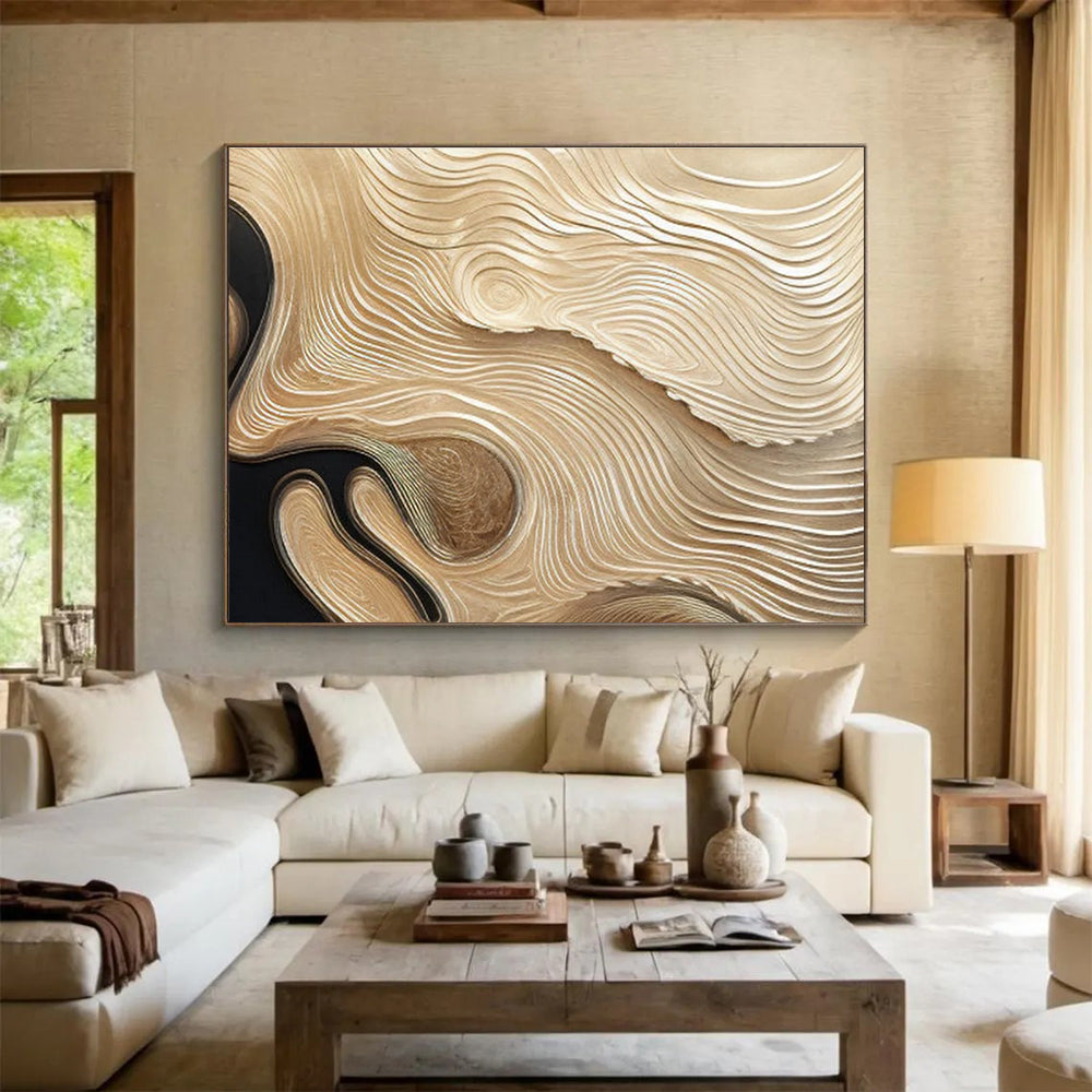 Golden Wave Abstract Painting for Luxurious Interiors YHT100
