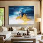 Blue - Gold Abstract Splash Painting with Opulent Energy WINK371