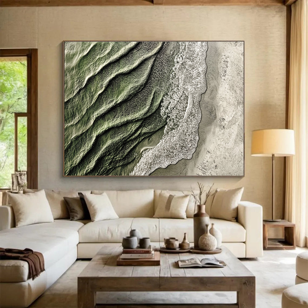 Aerial Beach Wave Patterns Abstract Painting with Natural Rhythms ABS574