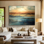 Sunset Over Calm Waters Abstract Painting for Relaxing Retreats YHT054