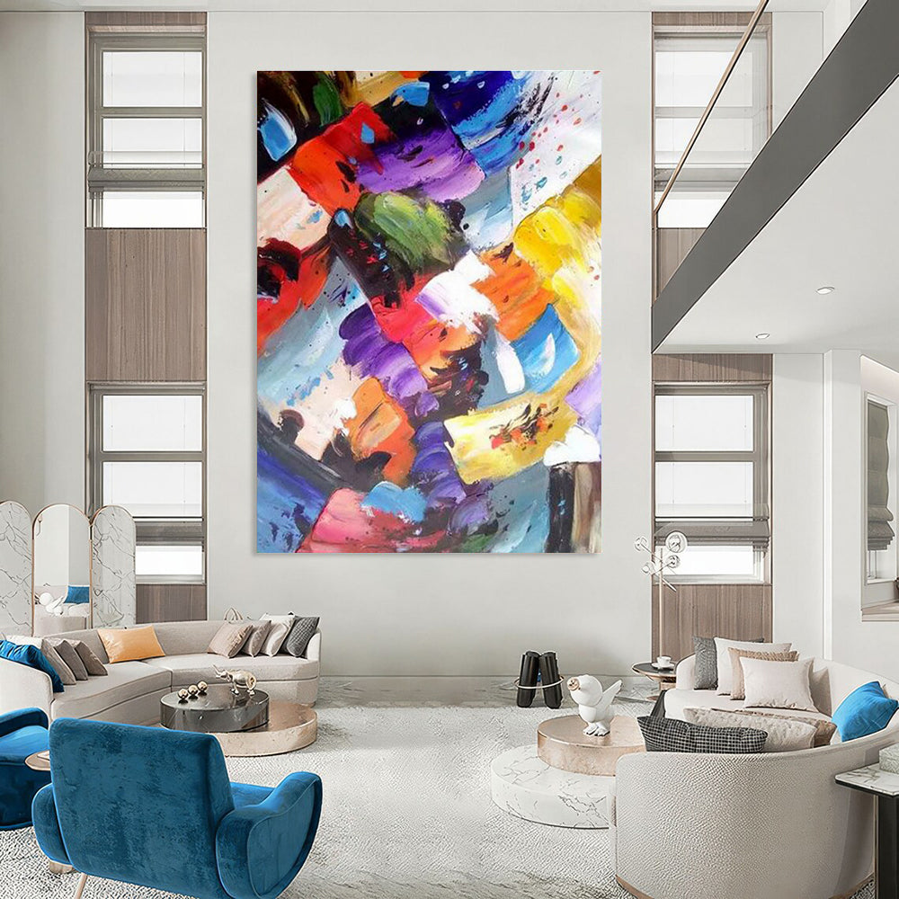 Colorful Geometric Abstract Painting for Modern Office Lounges HENG416