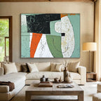 Green and Orange Abstract Shapes with Textured Surfaces Abstract Painting ABS357