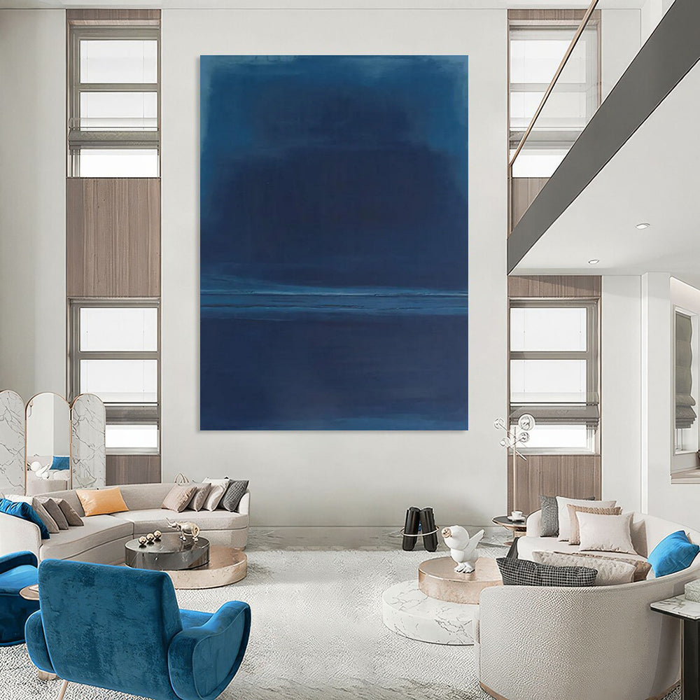 Deep Blue Gradient Abstract Painting for Nautical - Inspired Studies HENG474