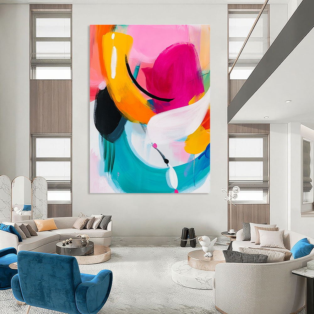 Colorful Curved Abstract Painting for Lively - Themed Playrooms GAB0961