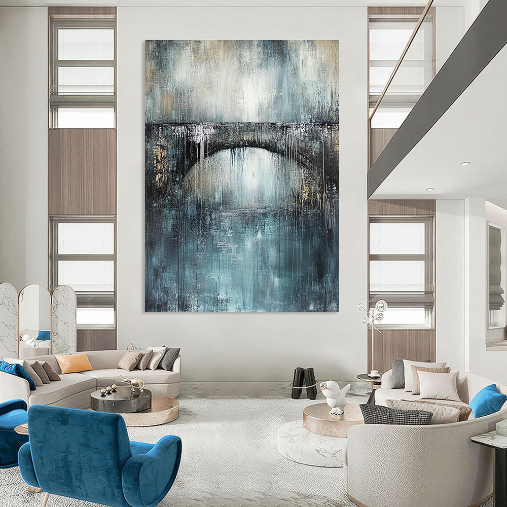 Bridge in Blue Abstract Painting for Ethereal Dining Rooms GAB0786