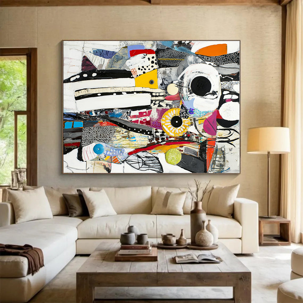 Collage - Style Abstract Painting with Eclectic Charm WINK757
