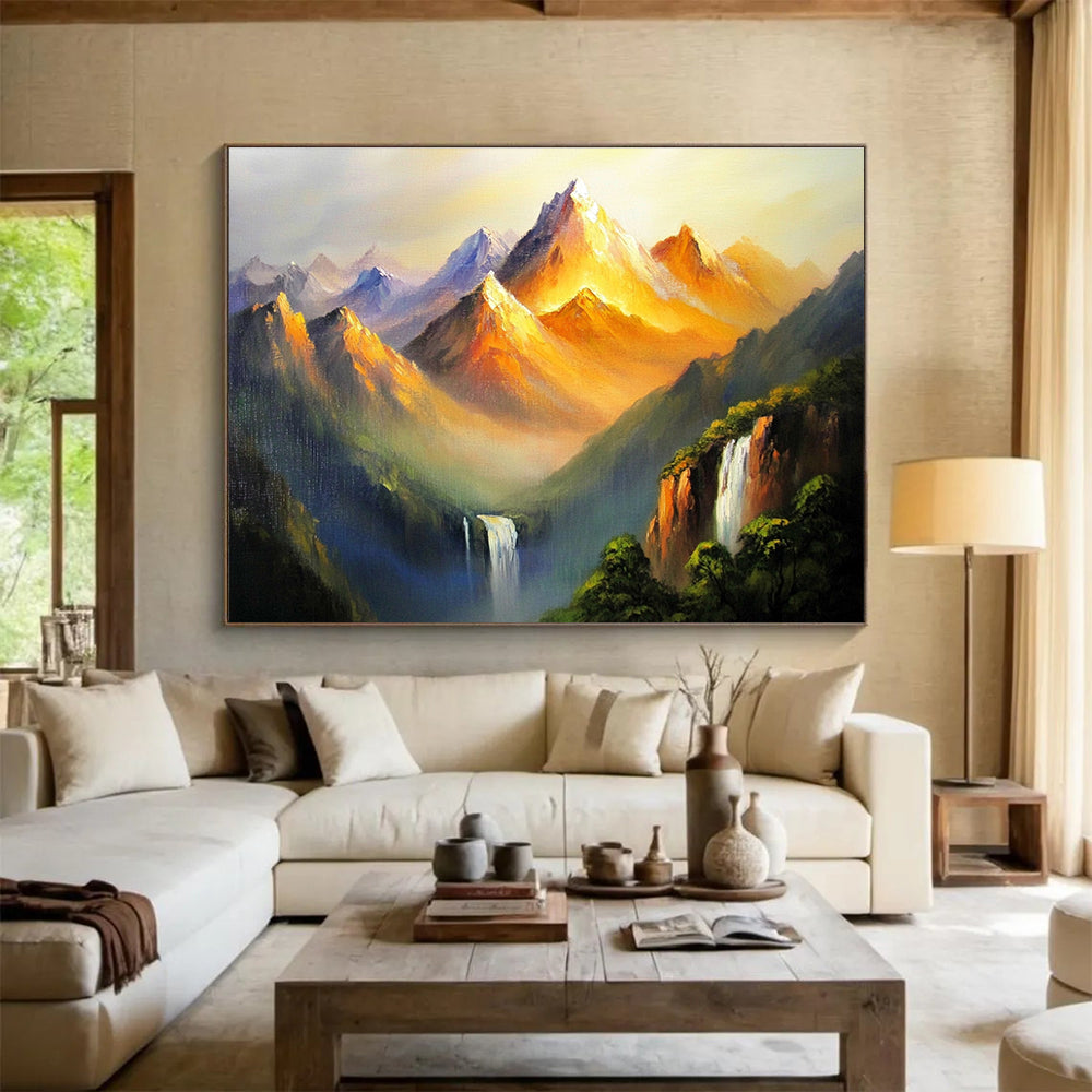 Majestic Mountain Landscape Painting with Dramatic Light ABS576