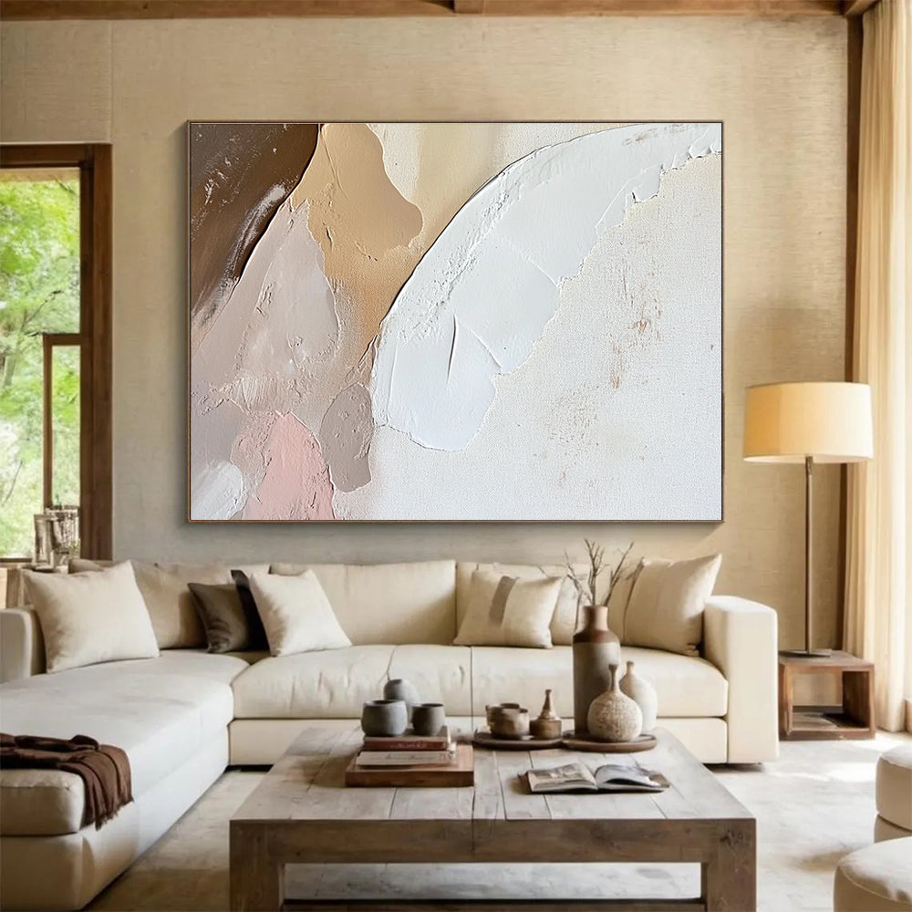 Pastel - Toned Textured Shapes with Soft Hues Abstract Painting ABS328