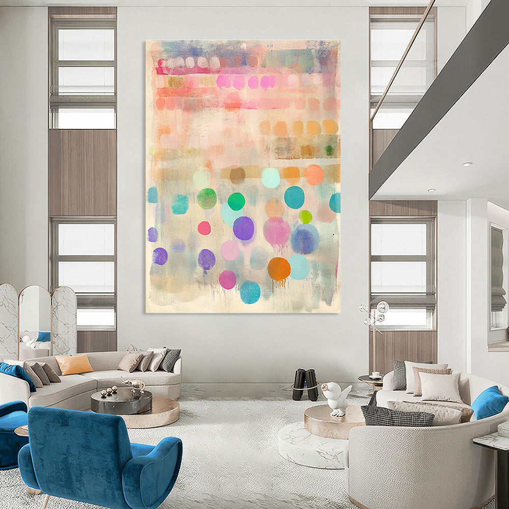 Colorful Dots and Stripes Abstract Painting of Joyful Rhythm GAB0179
