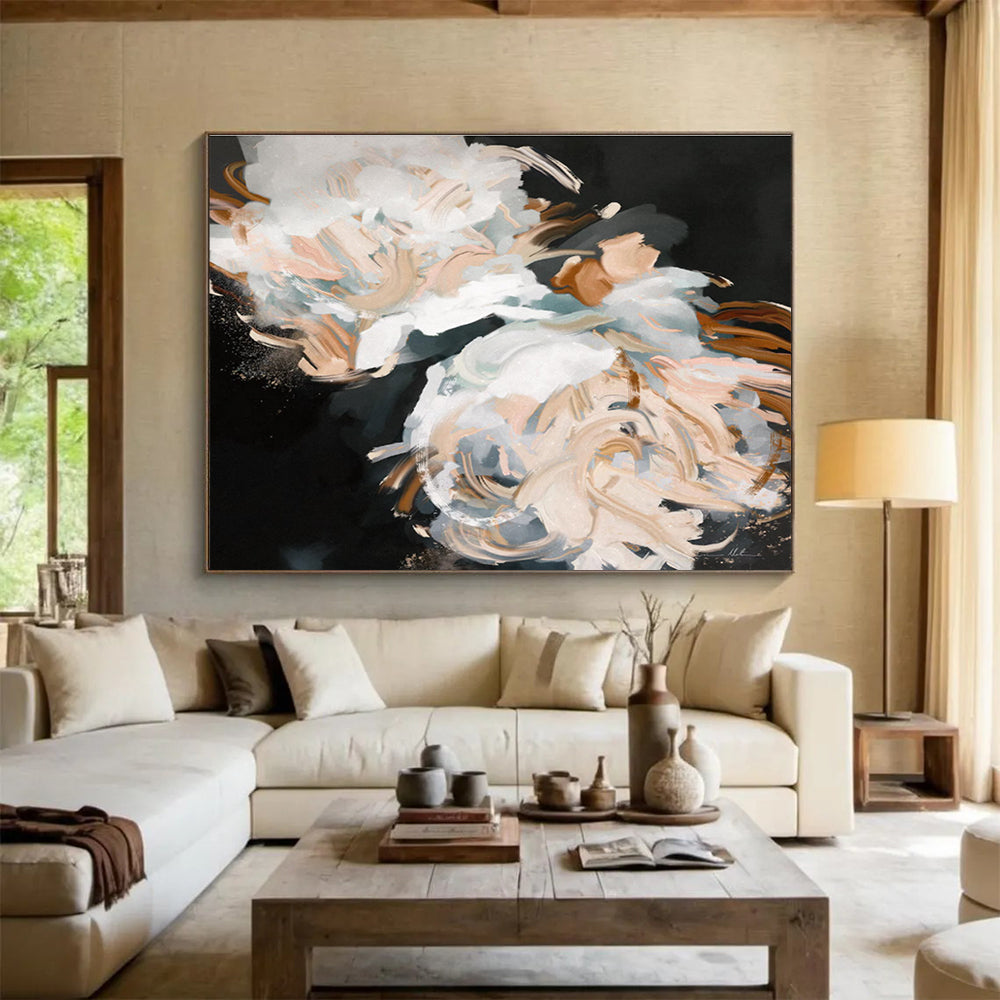 White Flower Abstract Painting for Elegant Wedding Venues YHT407