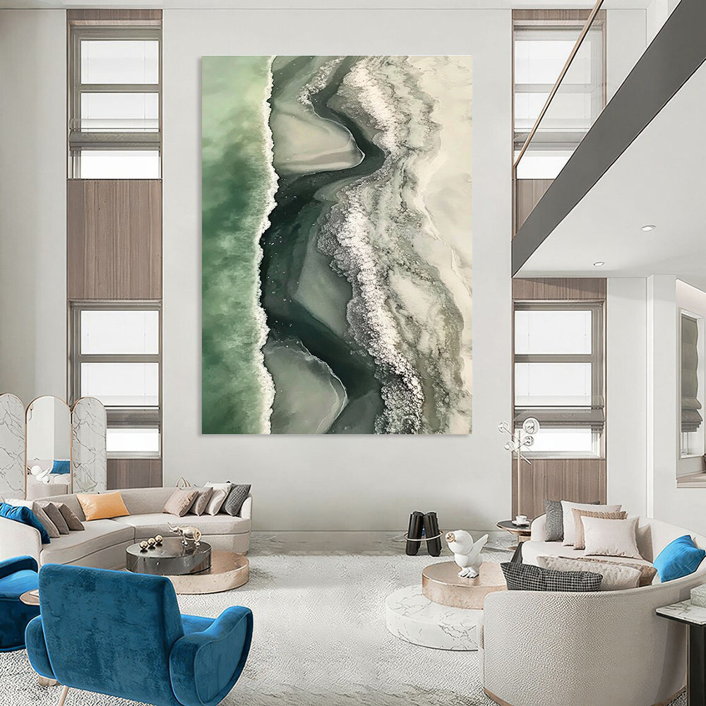 Aerial Beach Abstract Painting for Luxury - Styled Coastal Homes GAB1017