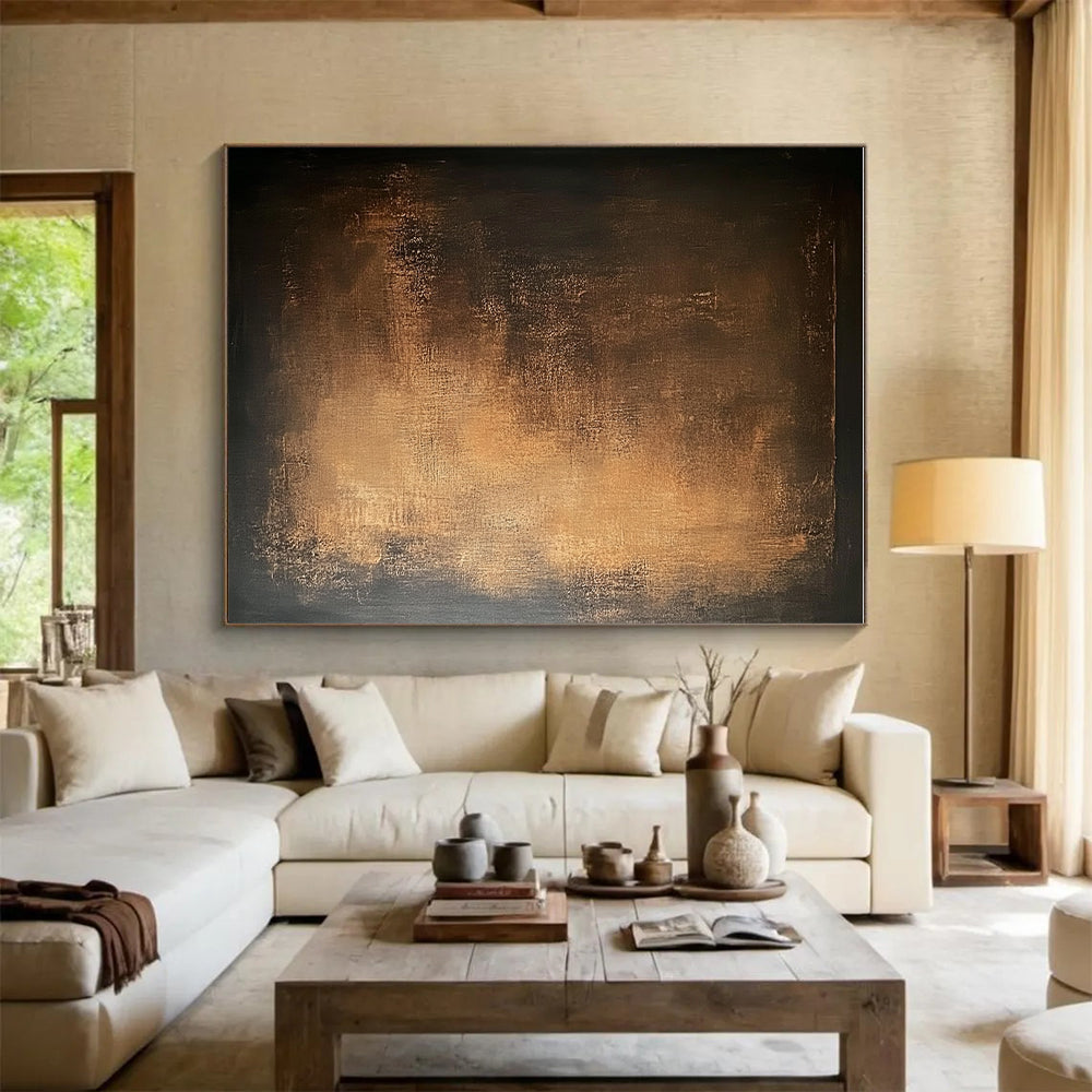 Dark Brown Textured Abstract Painting with Earthy Depth WINK136