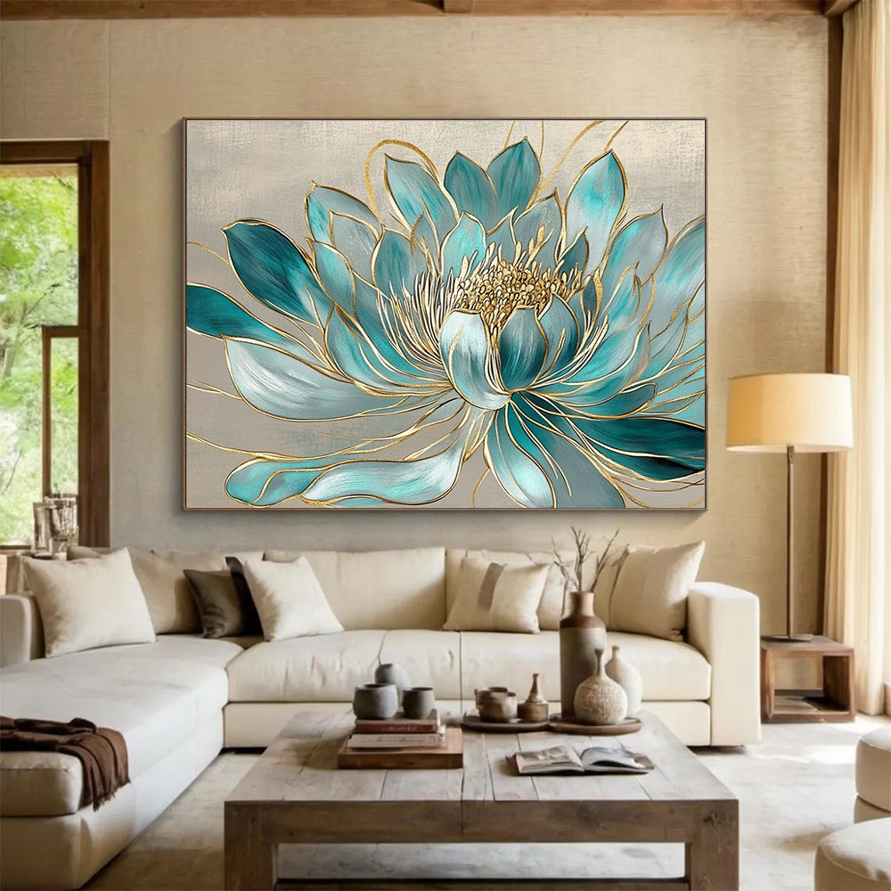 Blue Lotus with Gold - Elegance and Spirituality ABS015