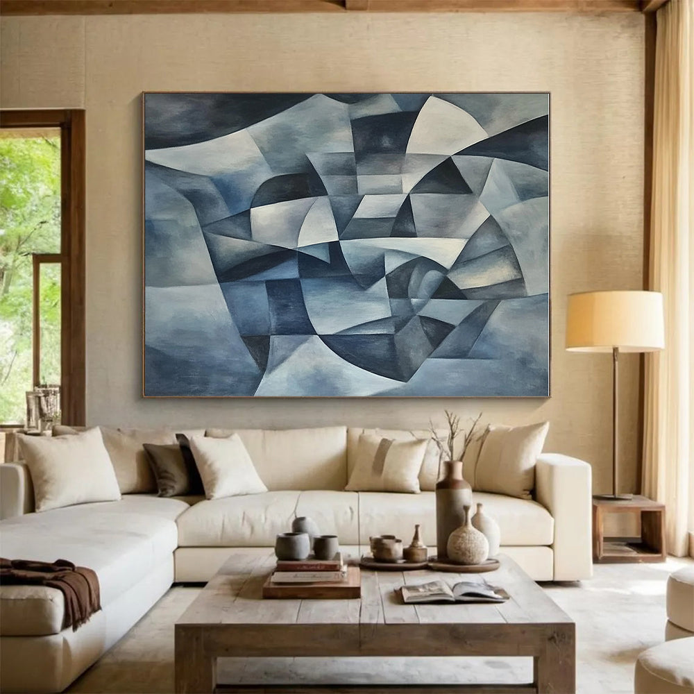 Monochromatic Geometric Abstract Painting with Precision WINK591