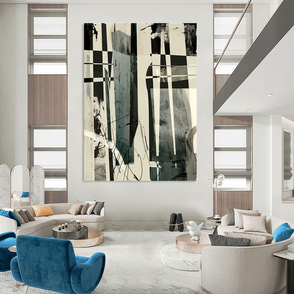 Checkered Abstract Composition Painting for Urban - Style Lofts HENG218