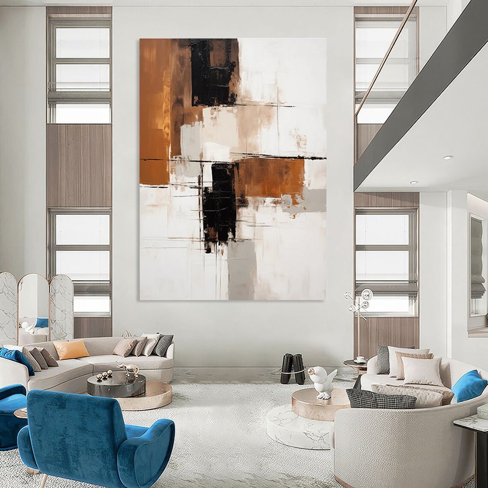 Brown - Black - White Abstract Painting for Industrial - Chic Lofts HENG129