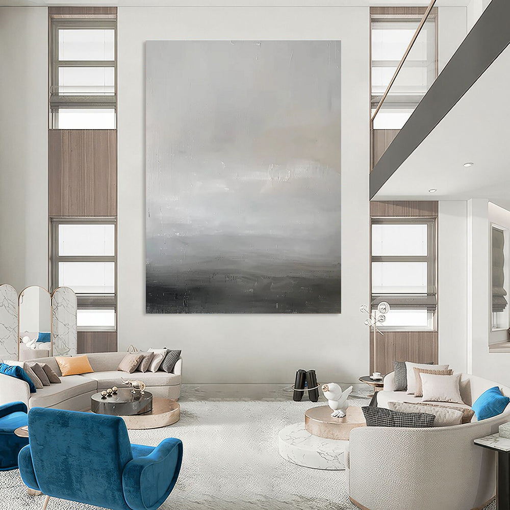 Minimalist Gray Abstract Painting for Zen - Inspired Offices HENG064
