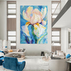 Pastel Iris Flower Textured Abstract Painting for Romantic Spaces GAB1425