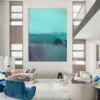 Turquoise Landscape Abstract Painting for Modern - Styled Living Rooms GAB1062