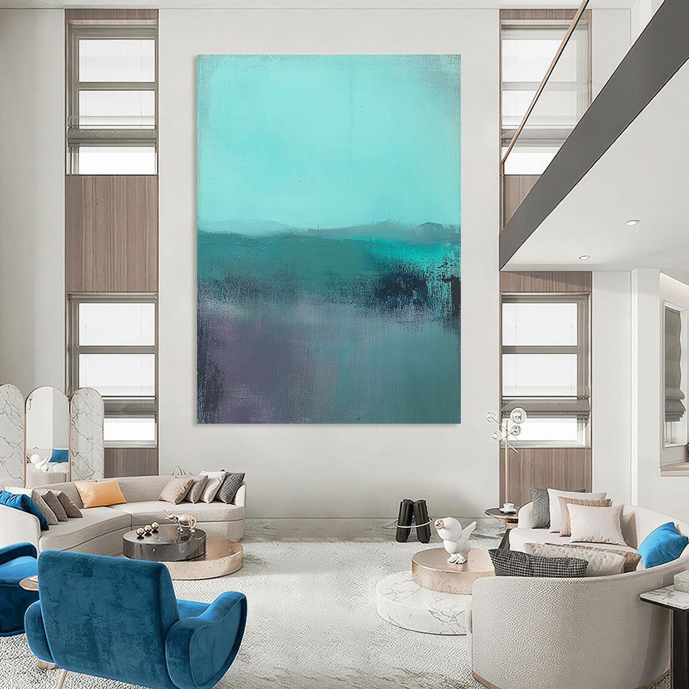 Turquoise Landscape Abstract Painting for Modern - Styled Living Rooms GAB1062