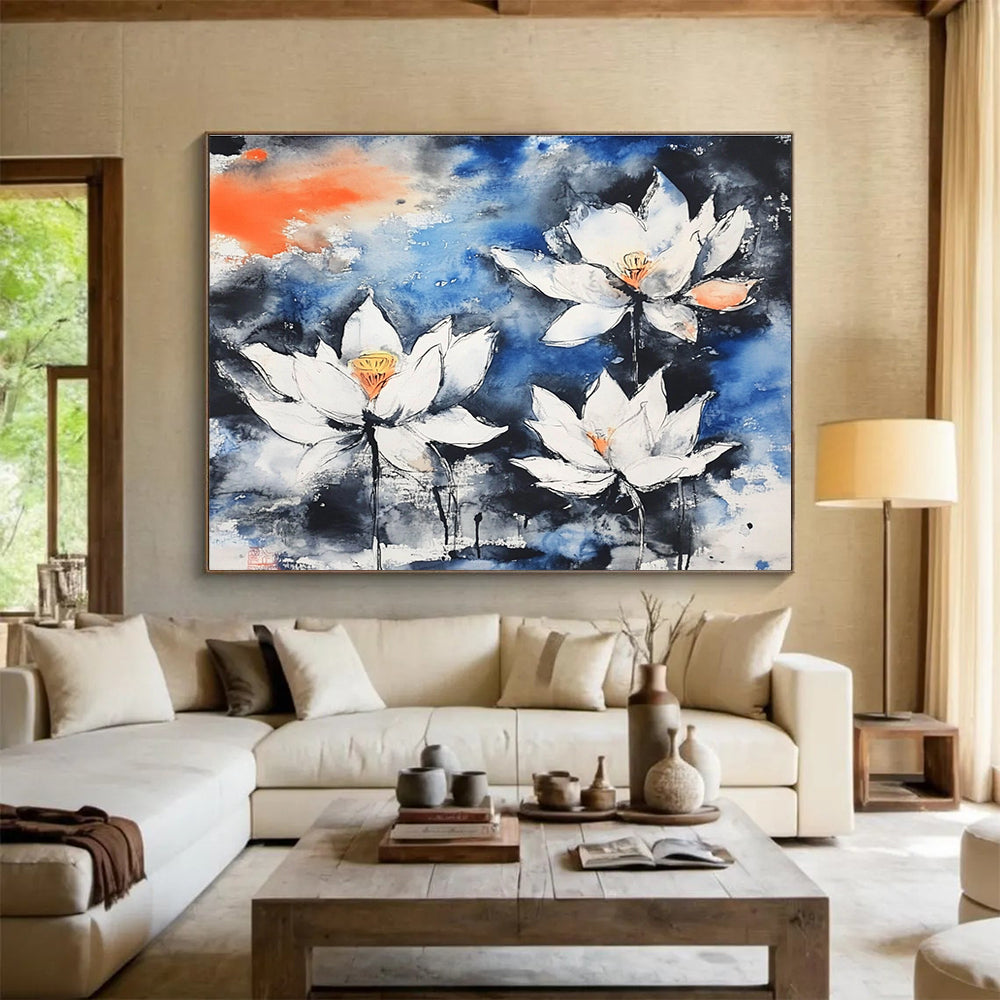 Ink - Wash Lotus Flowers Abstract Painting with Oriental Serenity ABS580