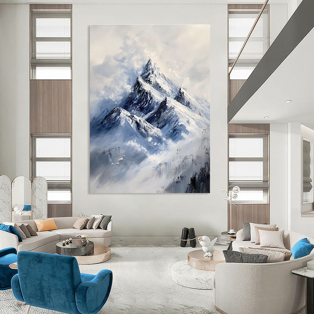 Snowy Mountain Peaks Majestic Landscape Abstract Painting GAB0329