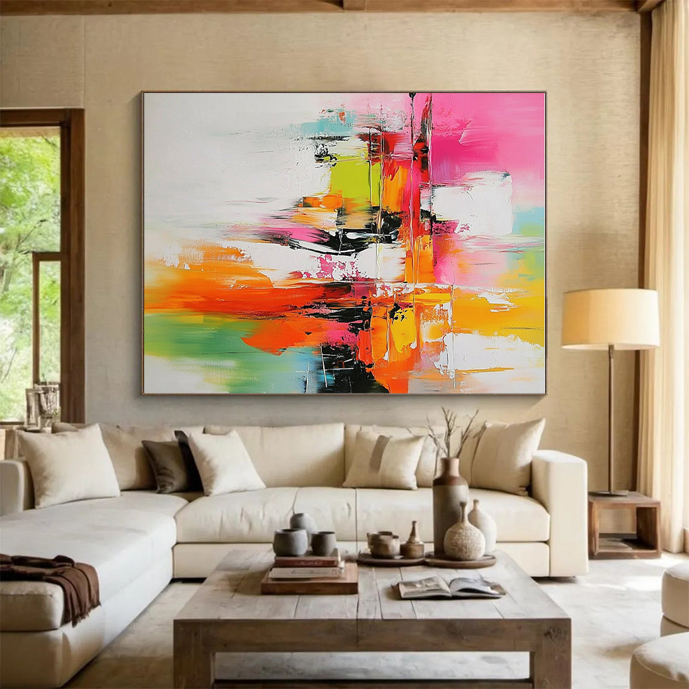 Vivid Color Block Abstract Painting with Energetic Vibes WINK684