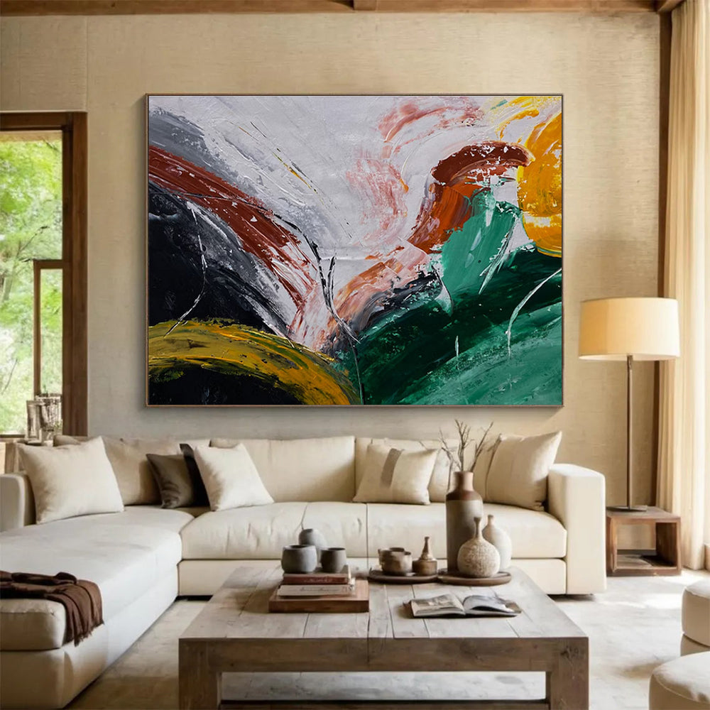 Colorful Abstract Swirls Painting for Creative Art Studios YHT354