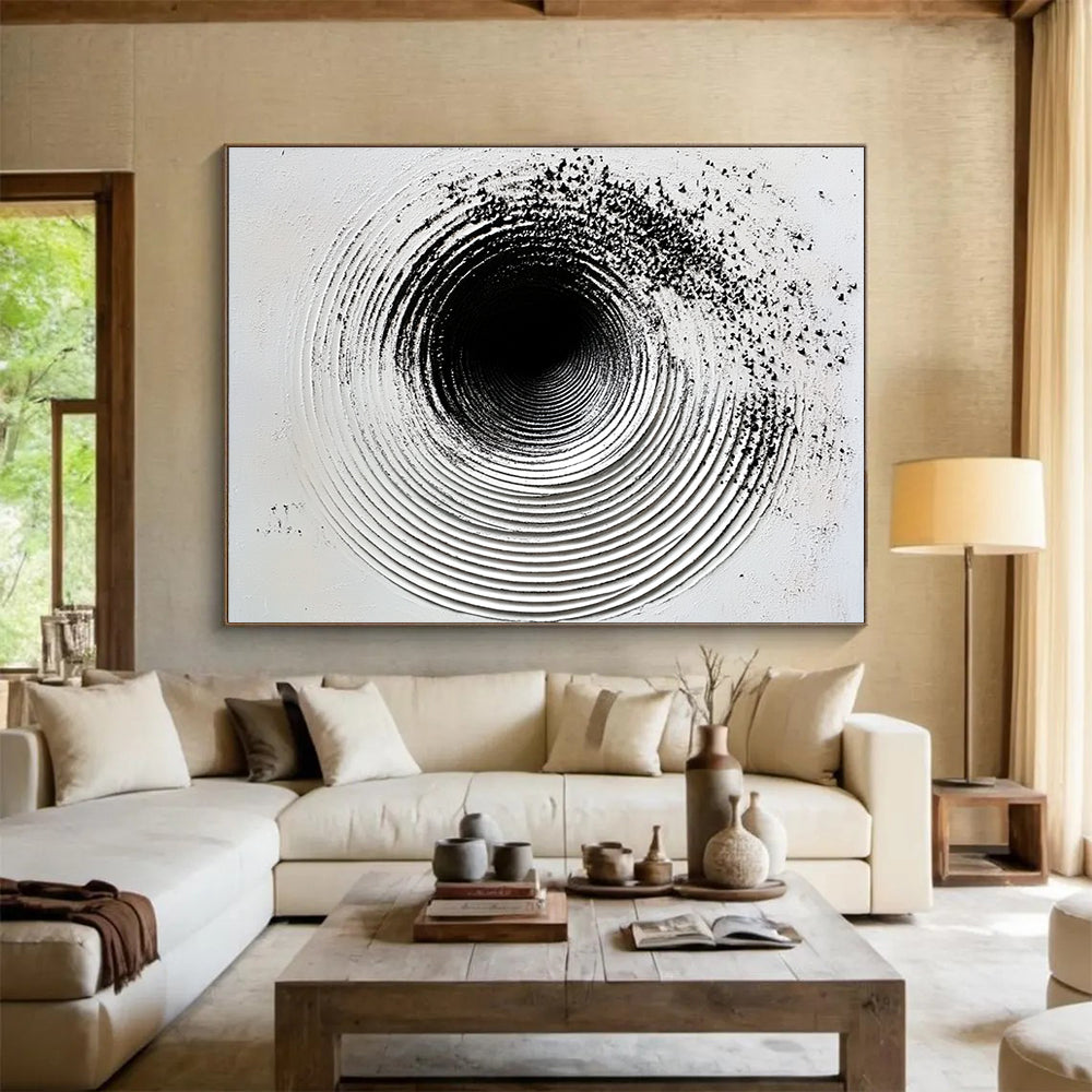 Black and White Circular Texture - Depth in Minimalism ABS027