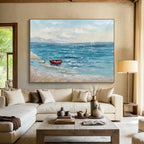 Seaside Boat Abstract Painting for Coastal Home Decor YHT224
