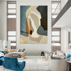 Geometric Shapes in Neutral Tones Abstract Painting for Modern Office Waiting Areas HENG145