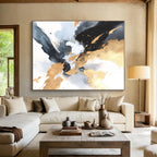 Gold Black Blue Abstract Painting with Luxe Mystery WINK736