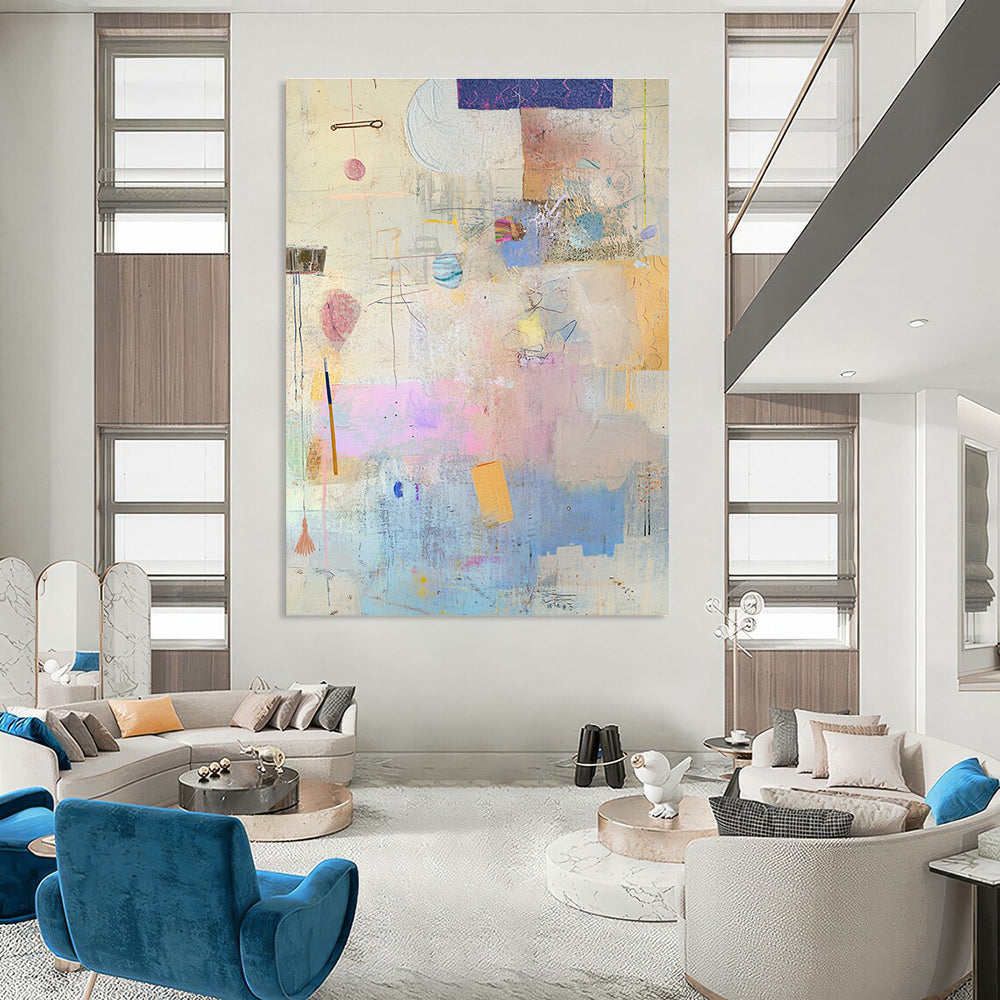 Collage of Soft Tones Mixed Media Abstract Painting GAB0240