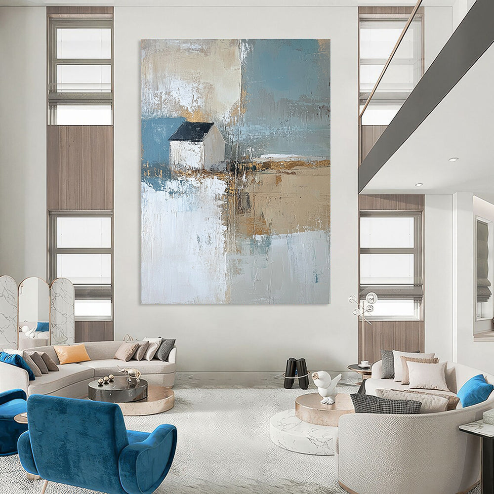 Abstract Coastal Cottage Painting for Nautical - Themed Bedrooms GAB1122