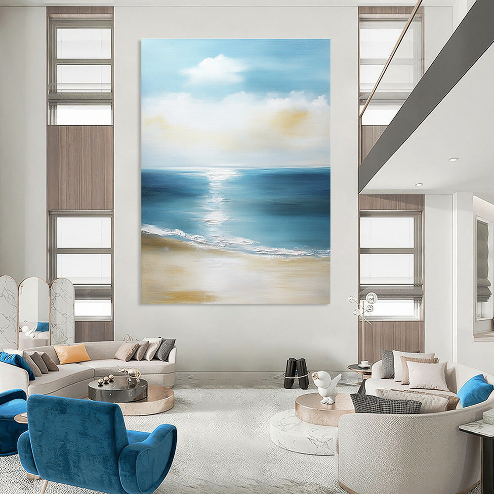 Calm Sea Beach Peaceful Abstract Painting for Coastal Homes GAB1483
