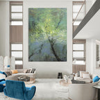 Enchanting Misty Forest Abstract Painting for Serene Spaces HENG247