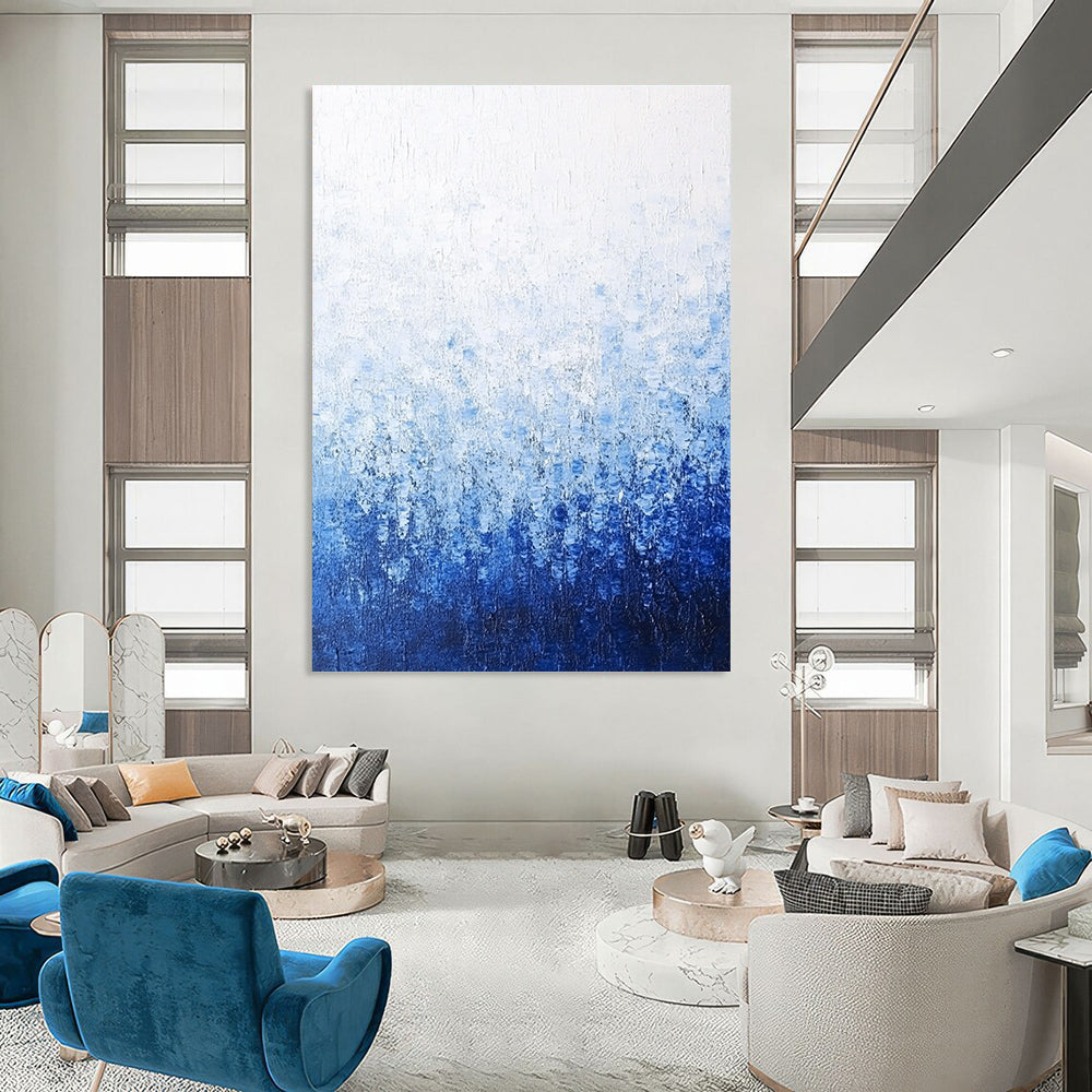 Blue and White Gradient Abstract - Serene Minimalist Abstract Art GAB0468
