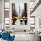 Rainy City Street Scene Realistic - Style Abstract Painting for Urban Lovers GAB1408