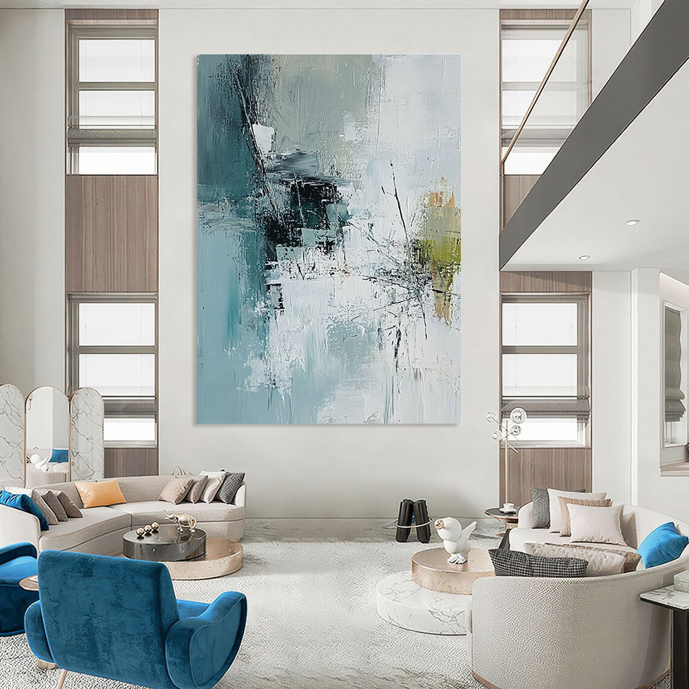 Blue and Gray Abstract Painting for Modern - Styled Offices GAB1057