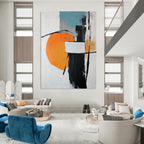 Orange and Black Abstract Painting for Modern Art - Focused Cafes GAB0925