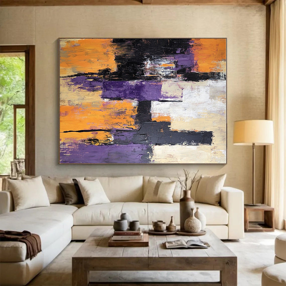 Purple Orange Abstract Painting with Bold Contrast WINK563