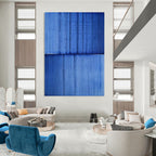 Blue Textured Minimalist Abstract Painting for Calm Interiors HENG407