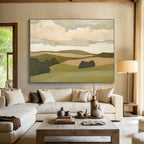 Minimalist Rolling Hills Painting with Soft Earthy Tones ABS563