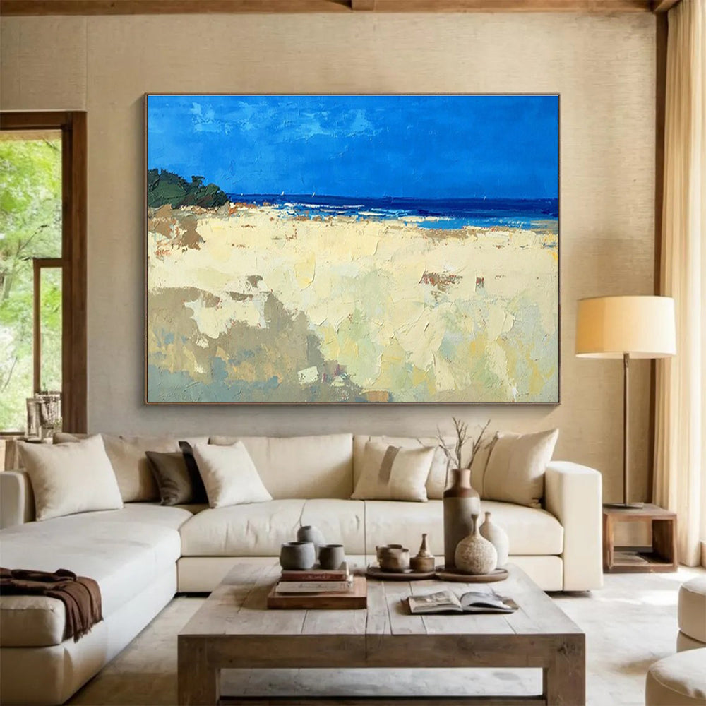 Minimalist Beach Abstract Painting for Modern Beachfront Offices YHT427