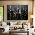 Textured Black and Silver: Tactile Art with Shimmering Accents Abstract Painting ABS180