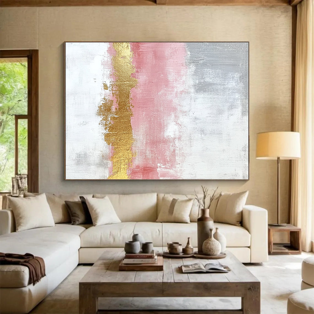 Pink Gold Abstract Painting with Elegant Warmth WINK330