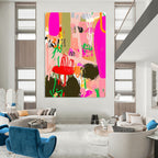 Pink Abstract Garden Painting with Bold Hues GAB0104