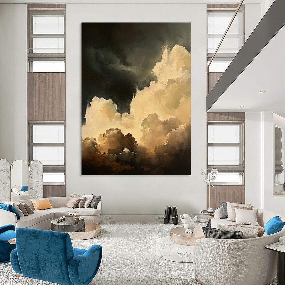 Dramatic Clouds Abstract Painting for Home Theater Entrances HENG022