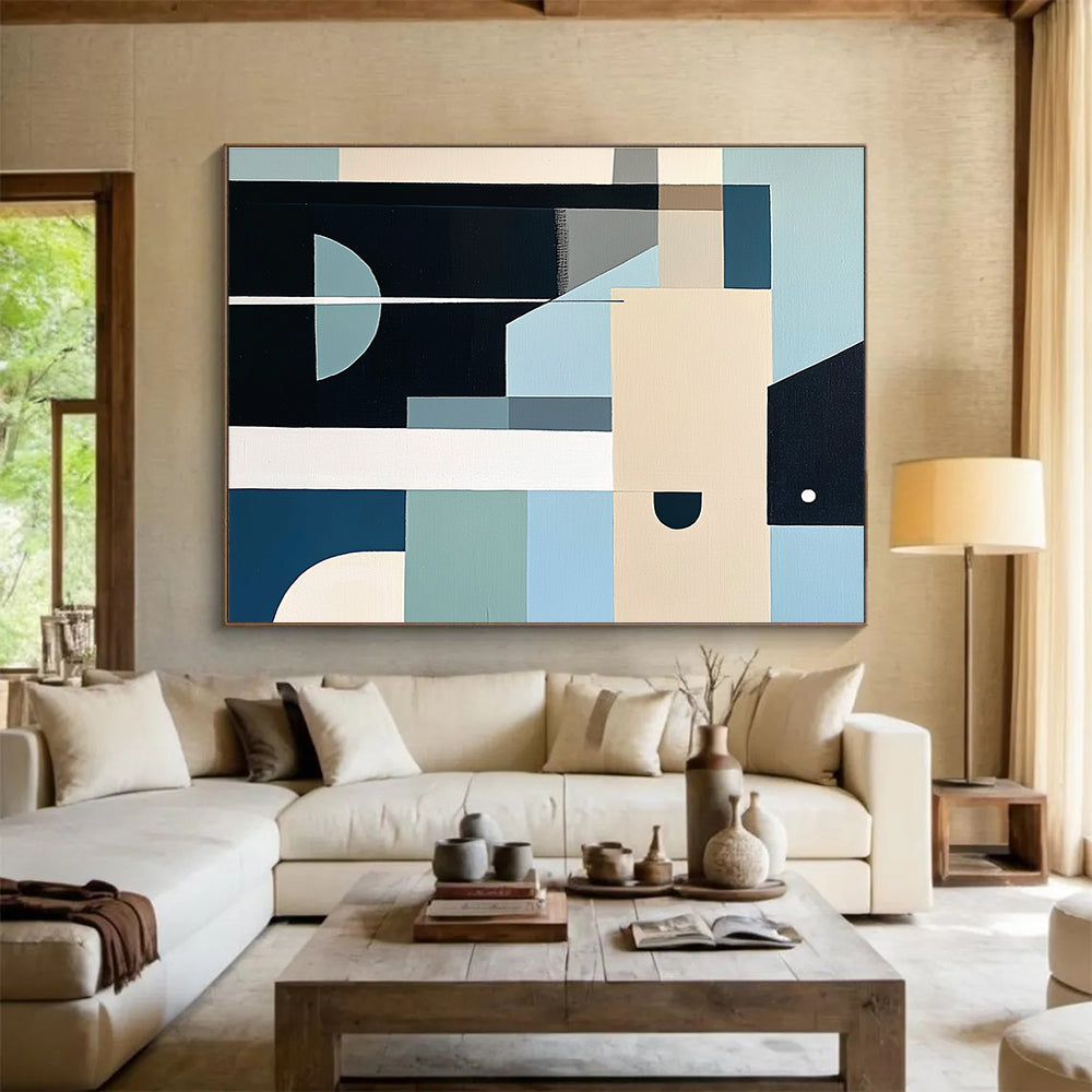 Cool - Toned Geometric Abstract  Modern Precision ABS103